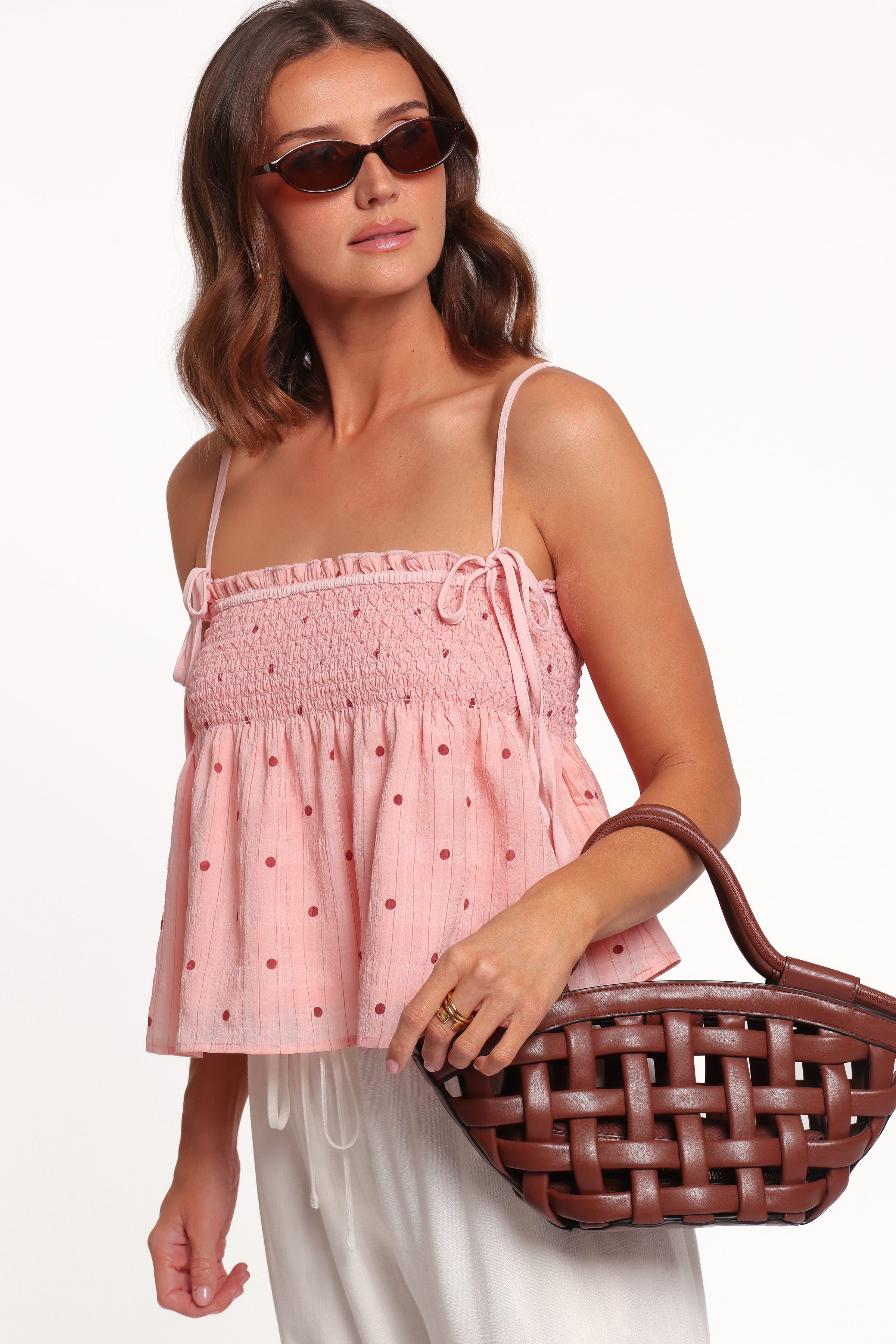 TOPS Mireille Baby Doll Top - Pink Dot