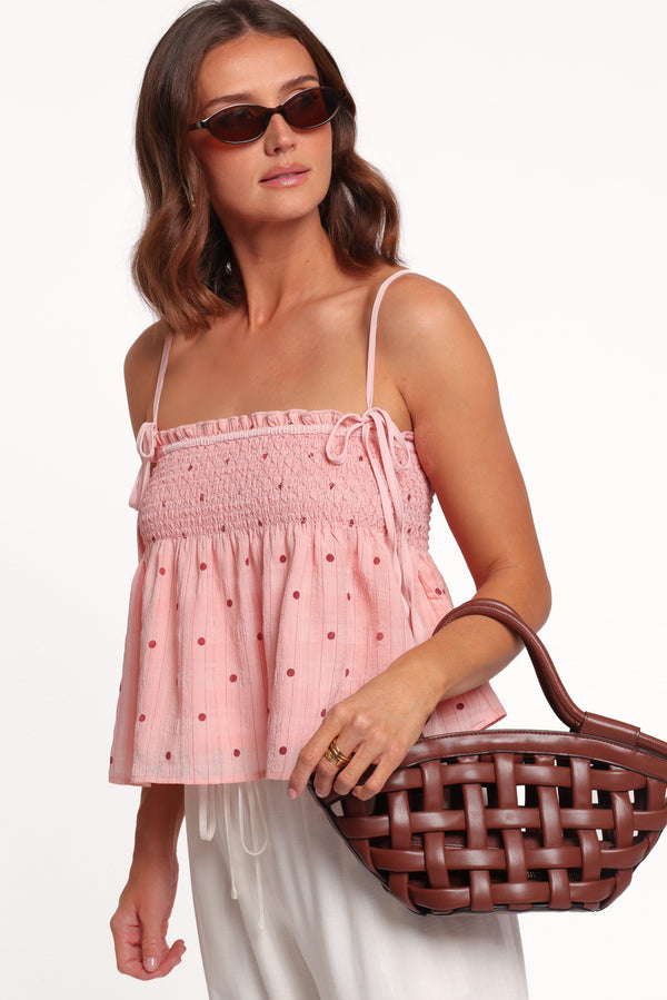 TOPS Mireille Baby Doll Top - Pink Dot