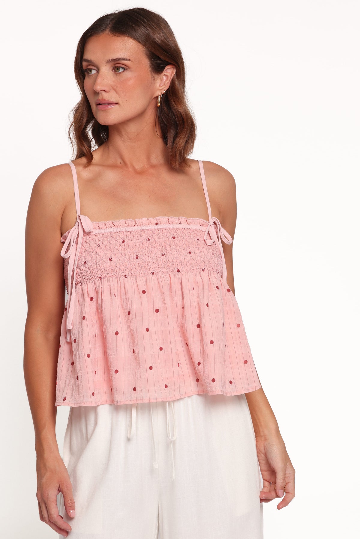 TOPS Mireille Baby Doll Top - Pink Dot