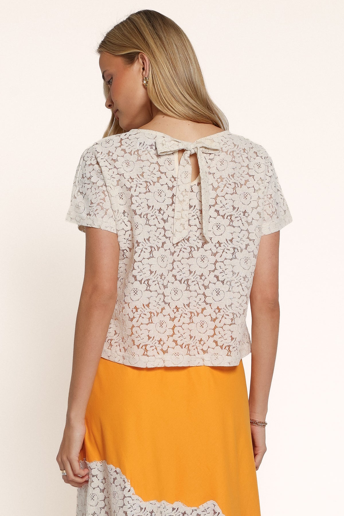 TOPS Misty Shell Top - Cream Lace