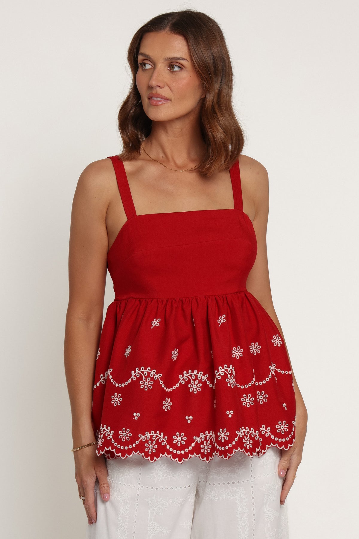 TOPS Mylena Peplum Top - Red