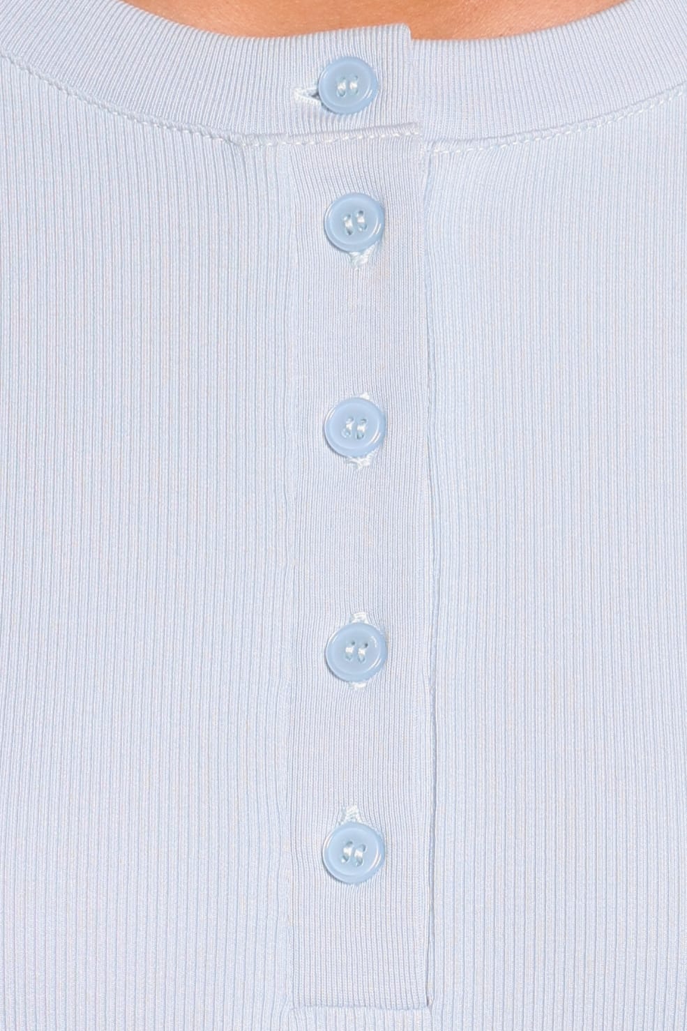 TOPS Nicoletta Henley Top - Pale Blue