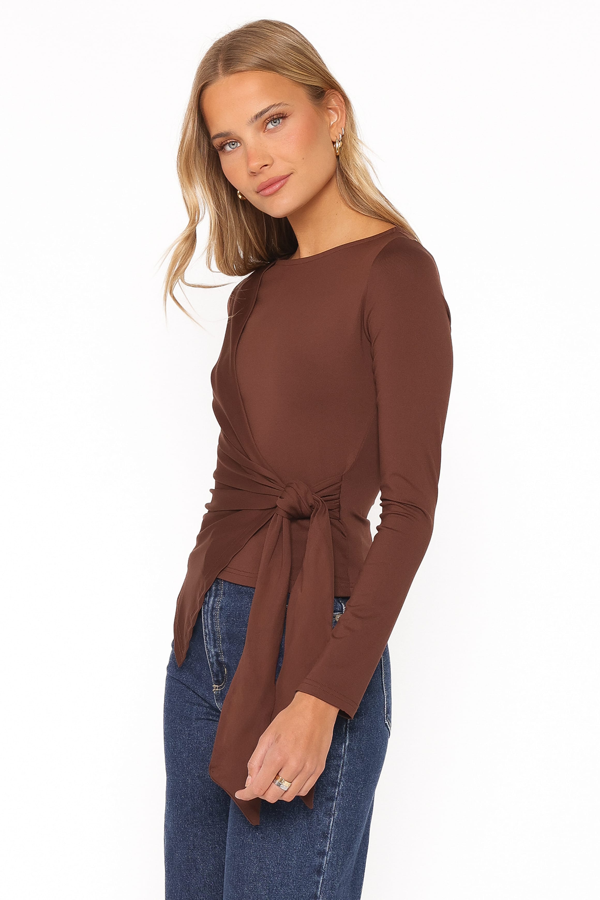 TOPS Noah Gathered Knit Top - Chocolate