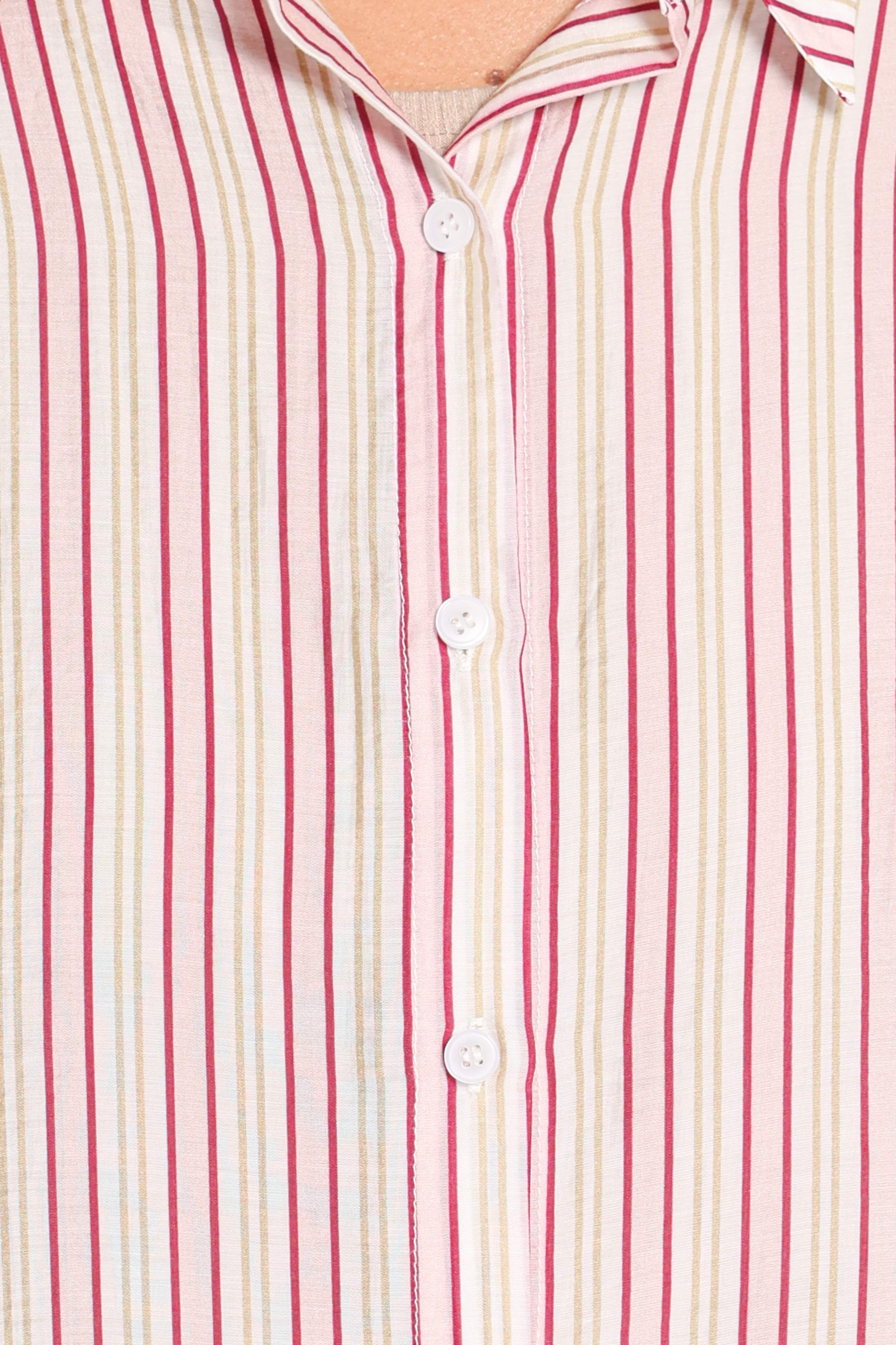 TOPS Nuala Oversized Shirt - Pink Candy Stripe