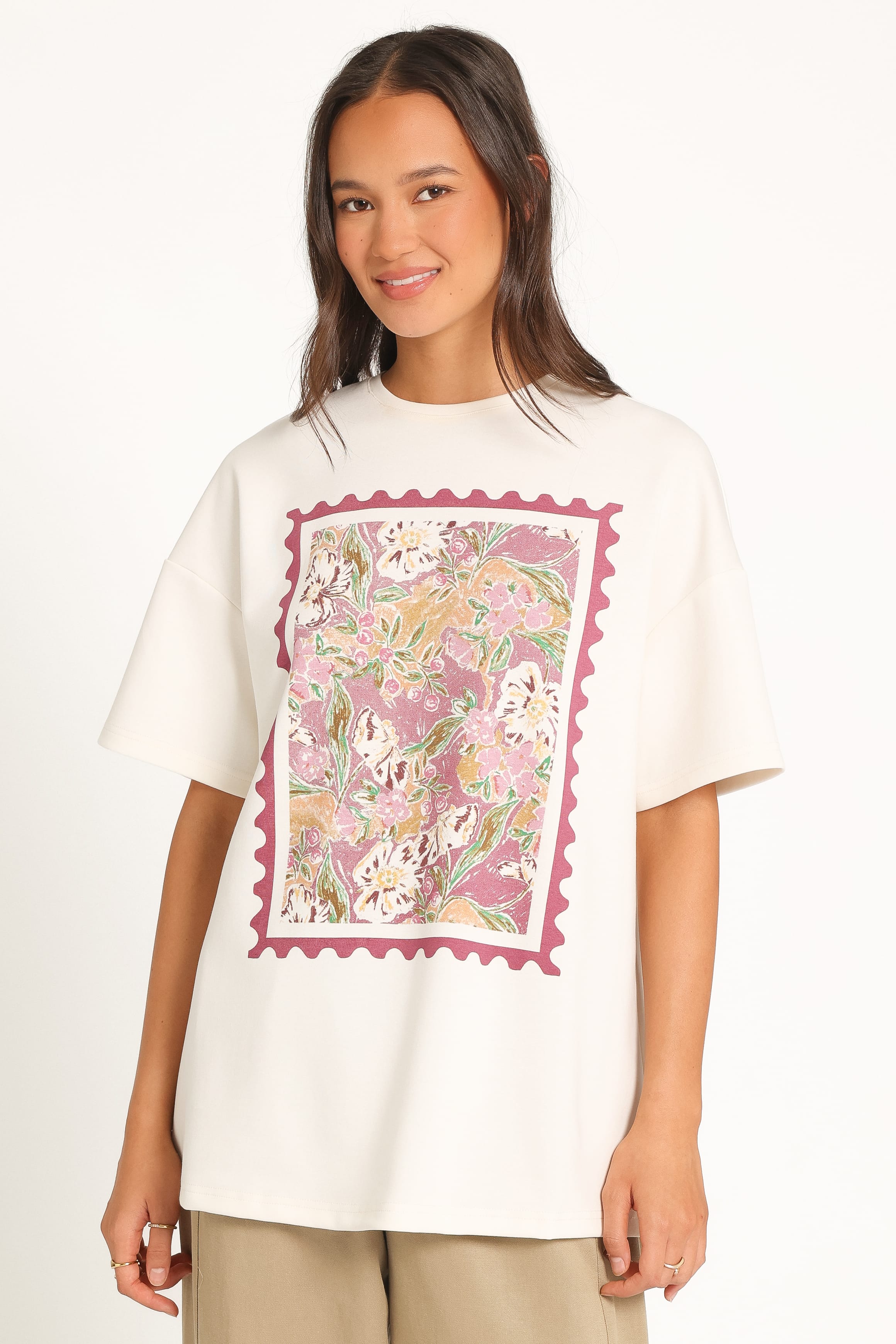 TOPS Orlaith Graphic Tee - Ivory Stamp