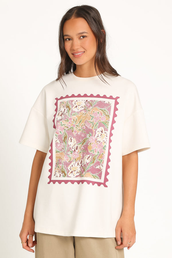 TOPS Orlaith Graphic Tee - Ivory Stamp