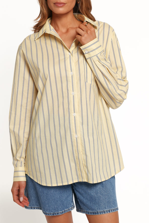 TOPS Palmer Button Down Shirt - Butter Yellow Stripe