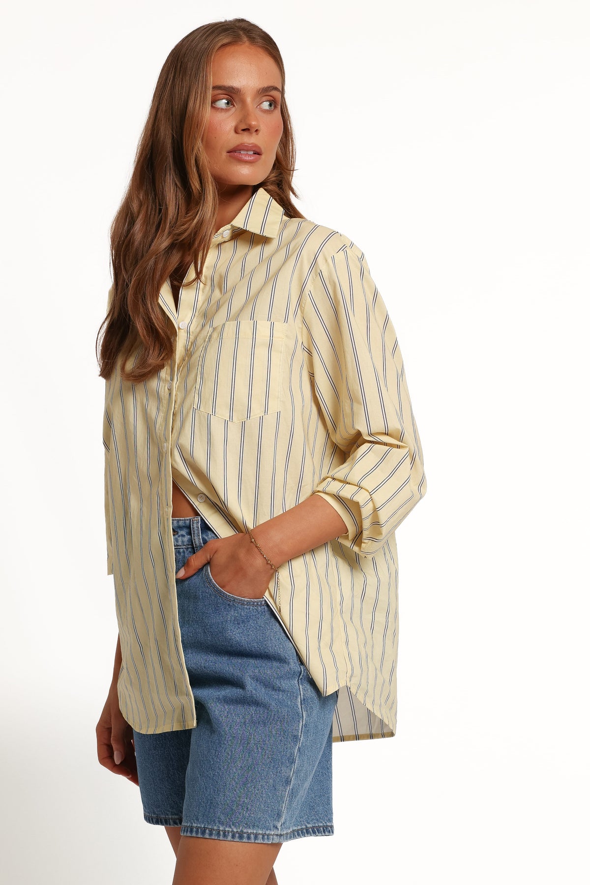 TOPS Palmer Button Down Shirt - Butter Yellow Stripe