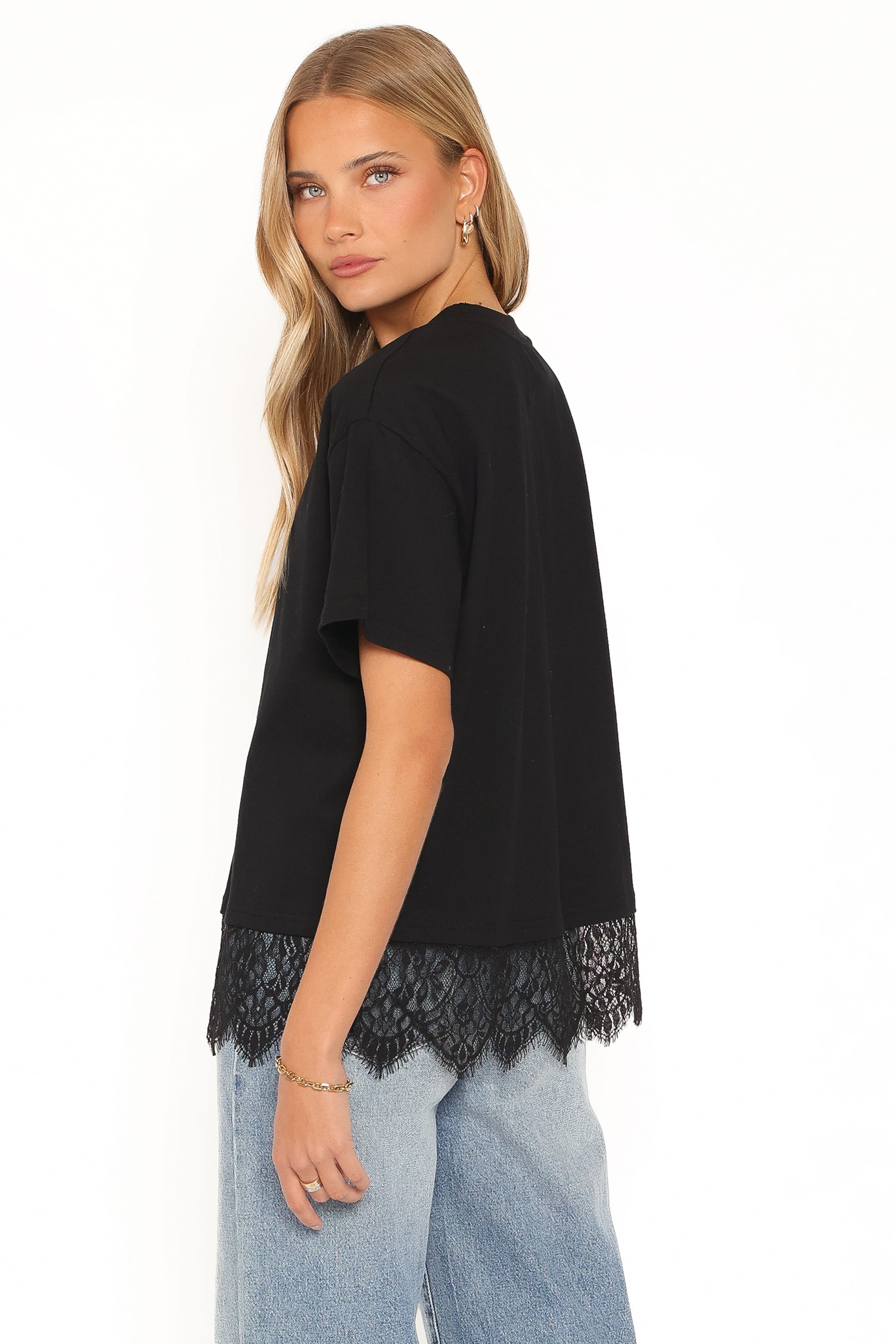 TOPS Paolina Lace Tee - Black