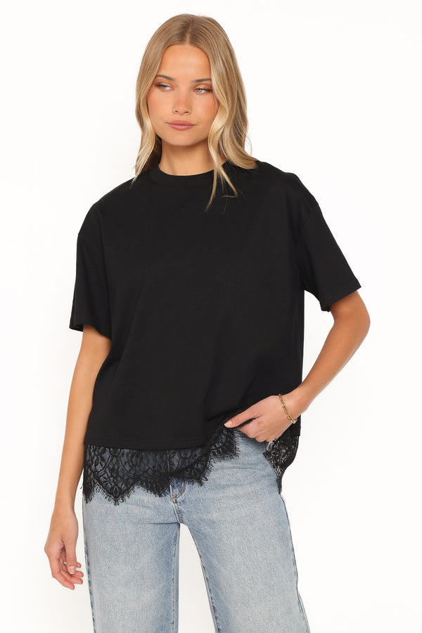 TOPS Paolina Lace Tee - Black
