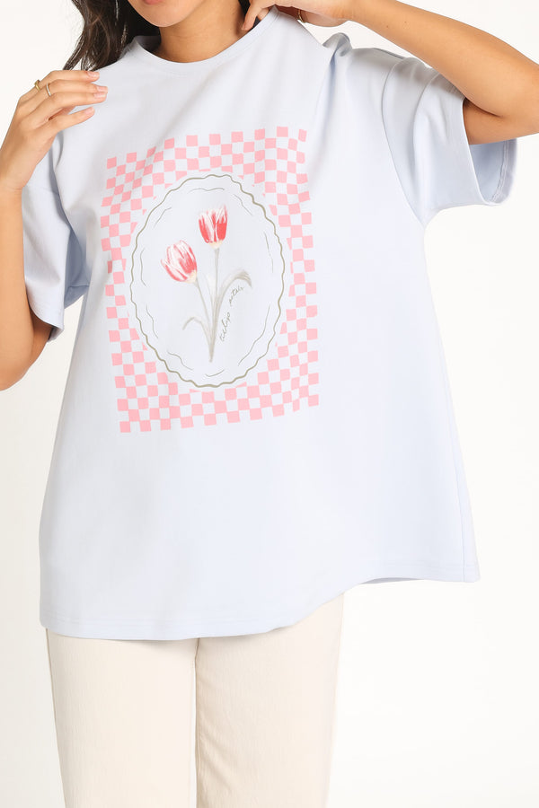 TOPS Patterson Graphic Tee - Baby Blue