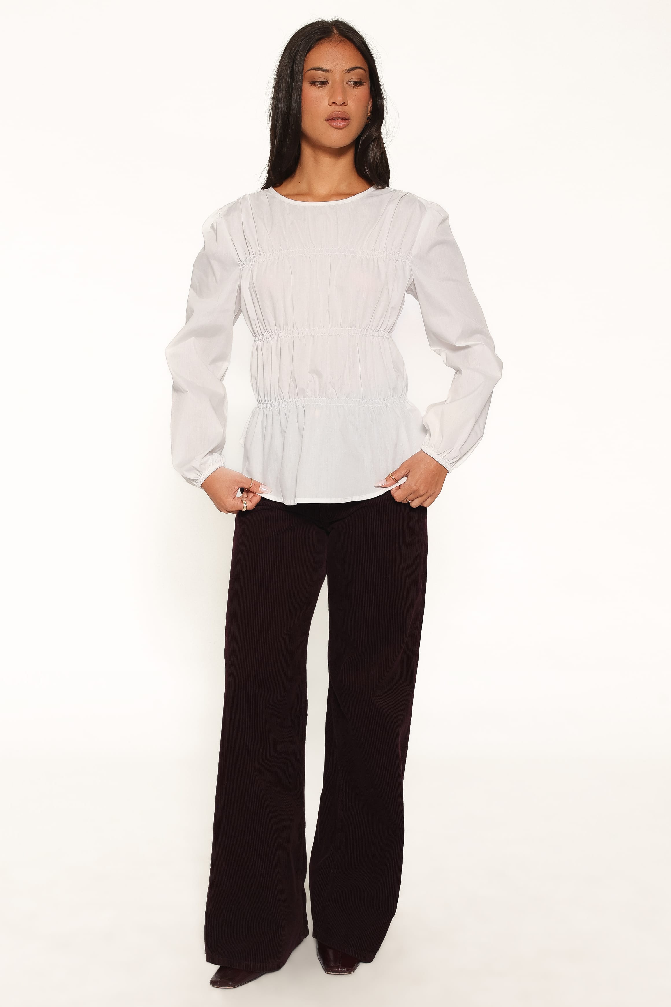 TOPS Patty Gathered Top - White
