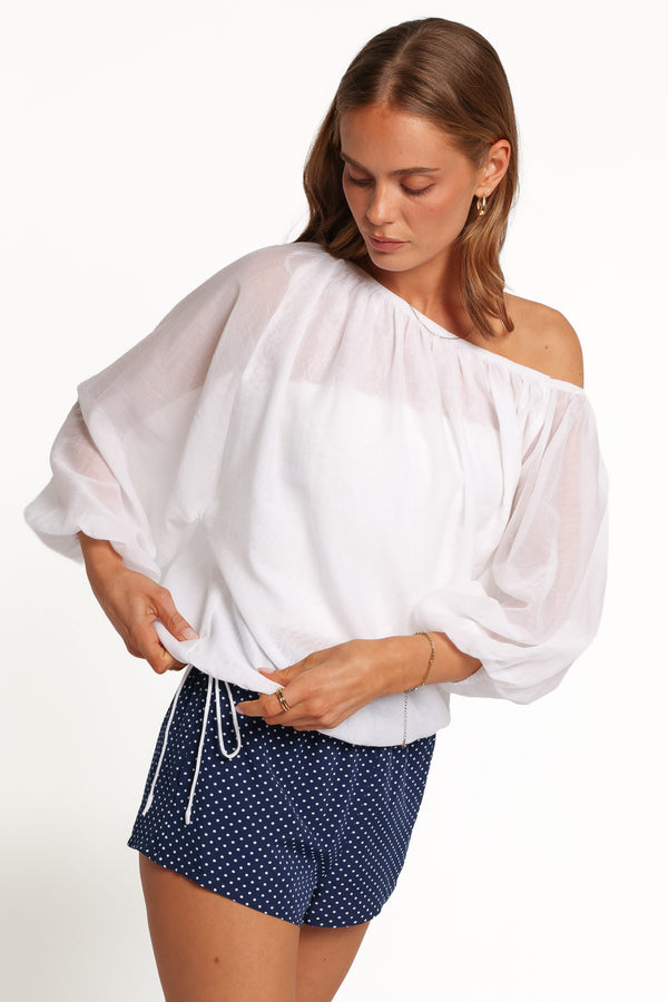 TOPS Pipper Off Shoulder Blouse - White