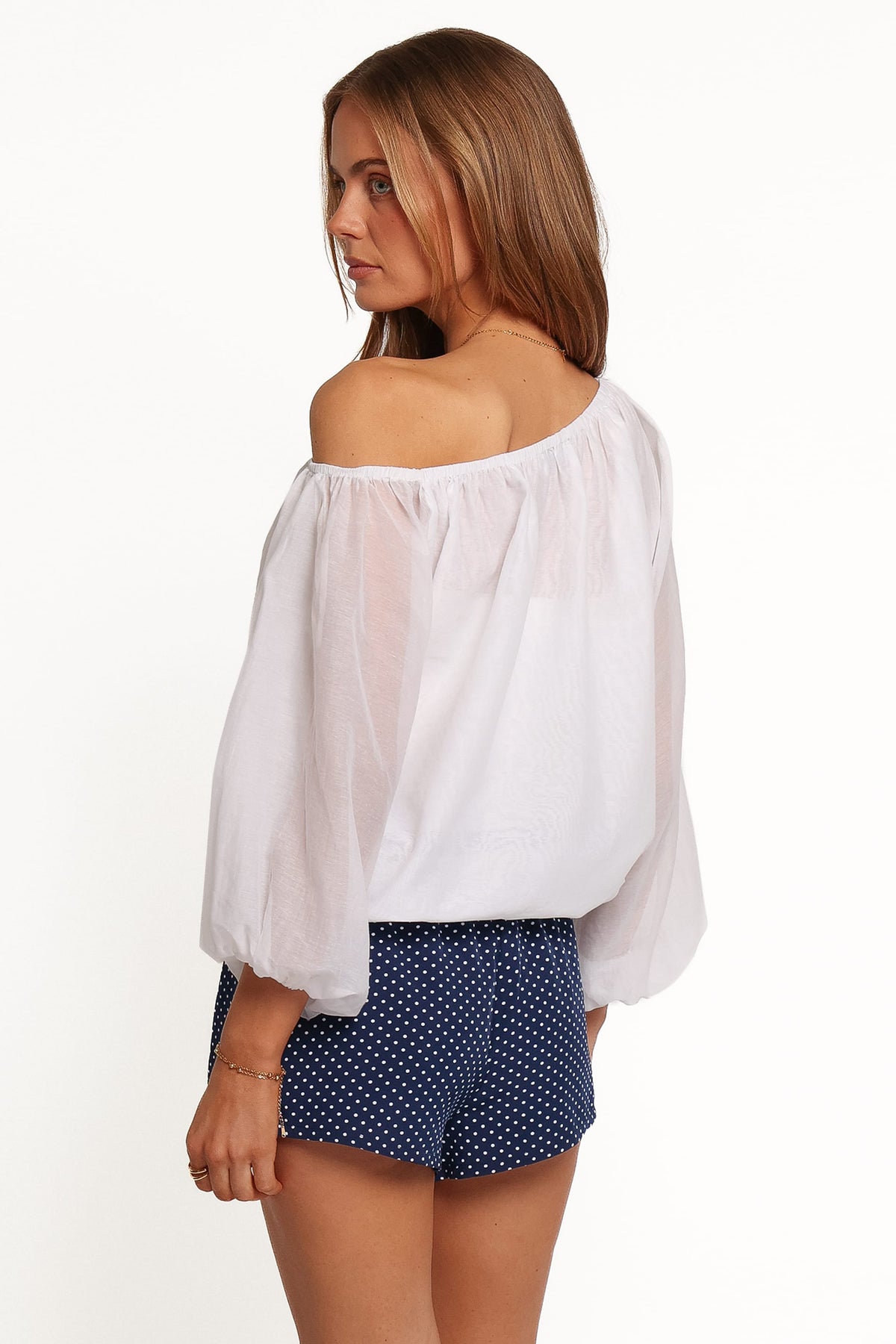 TOPS Pipper Off Shoulder Blouse - White