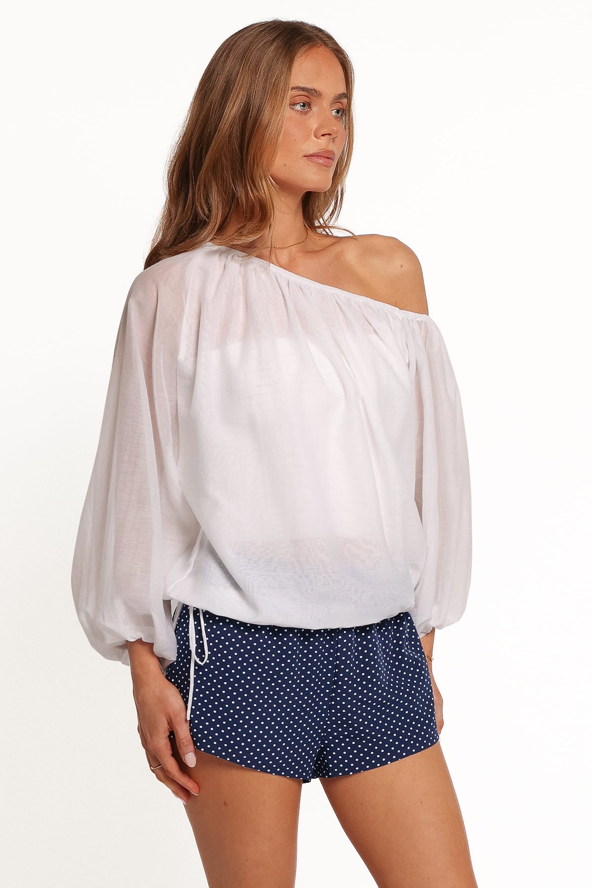 TOPS Pipper Off Shoulder Blouse - White
