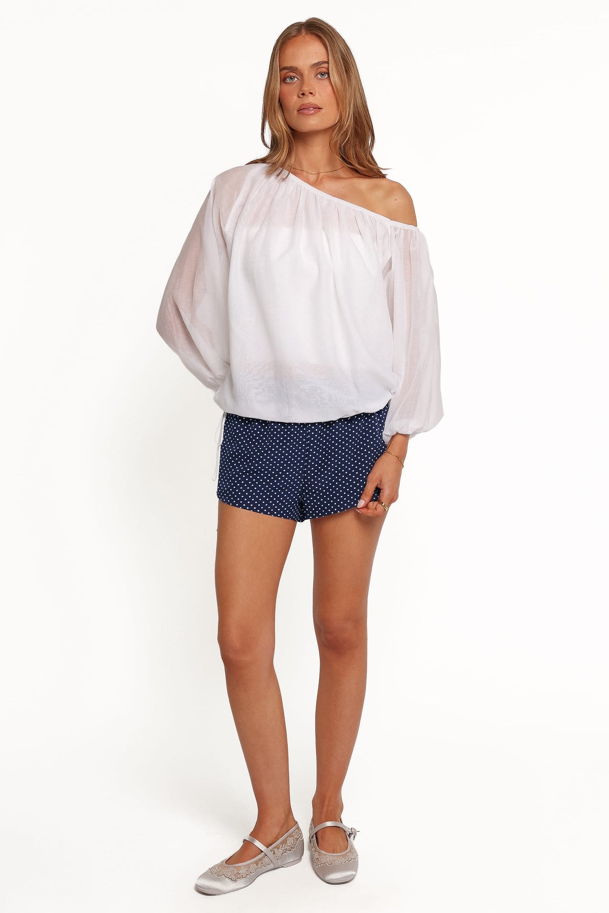 TOPS Pipper Off Shoulder Blouse - White
