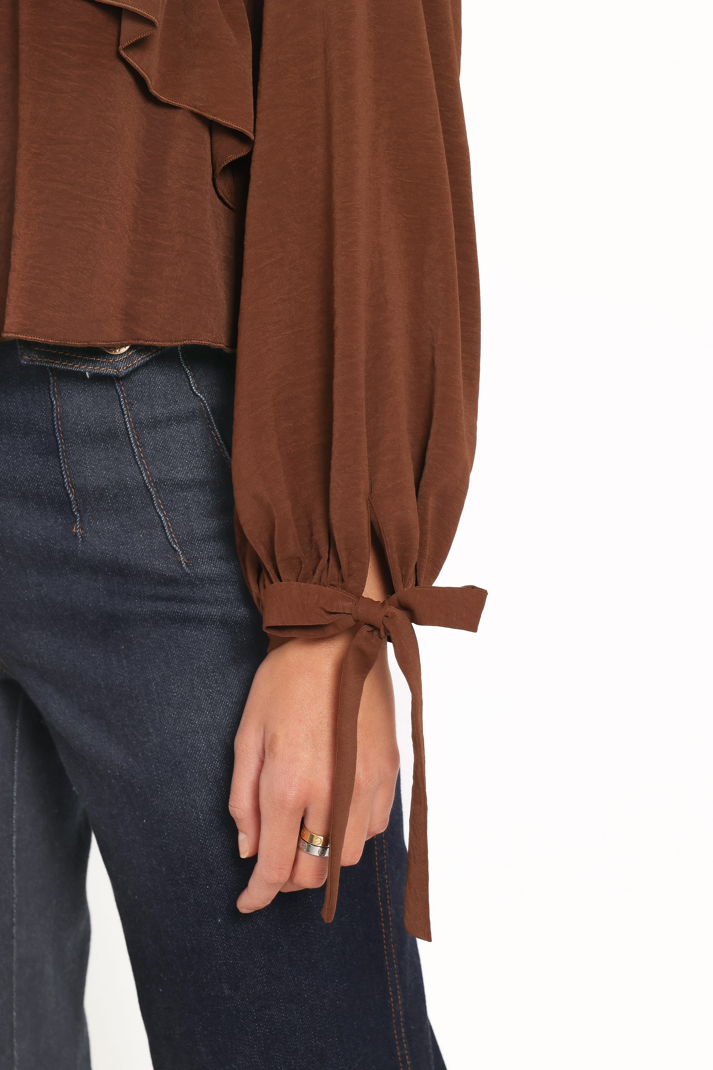TOPS Quinley Ruffle Top - Chocolate