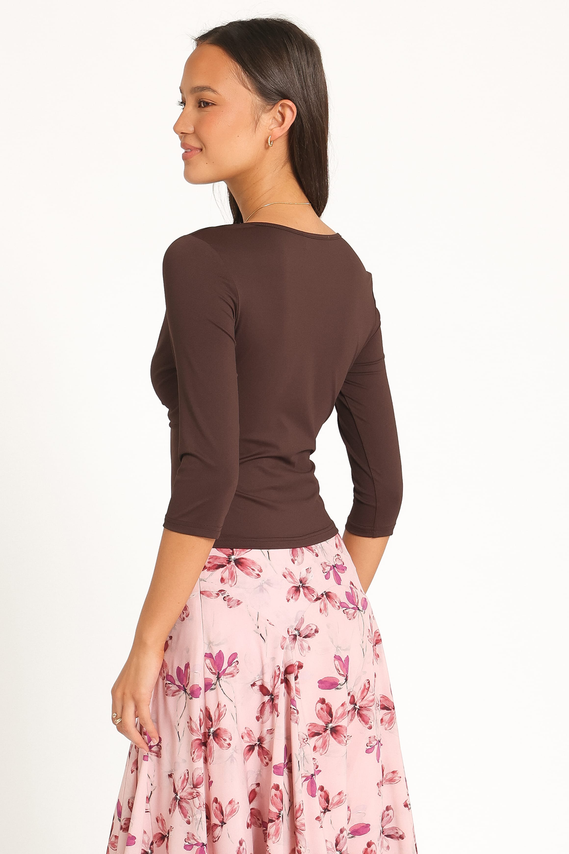 TOPS Rauri 3/4 Sleeve Top - Espresso
