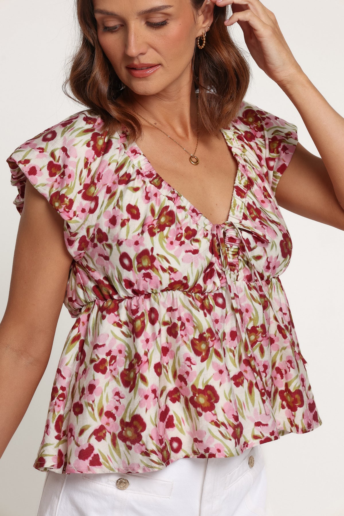 TOPS Rois Top - Pink Green Floral
