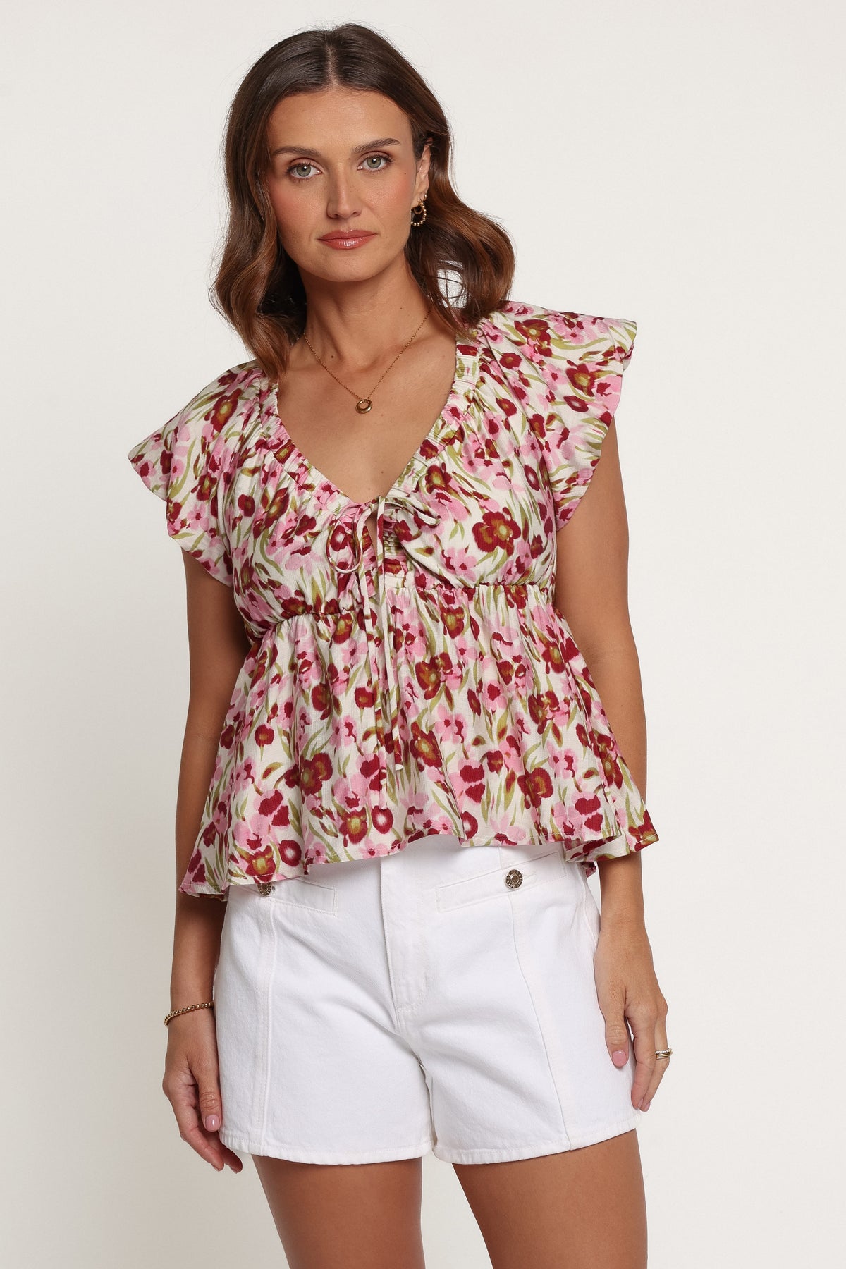 TOPS Rois Top - Pink Green Floral