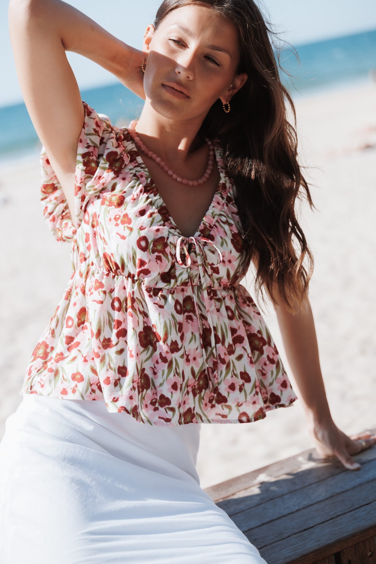 TOPS Rois Top - Pink Green Floral