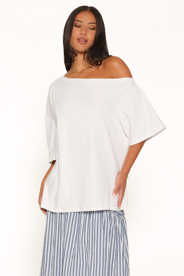 TOPS Rylan One Shoulder Tee - White