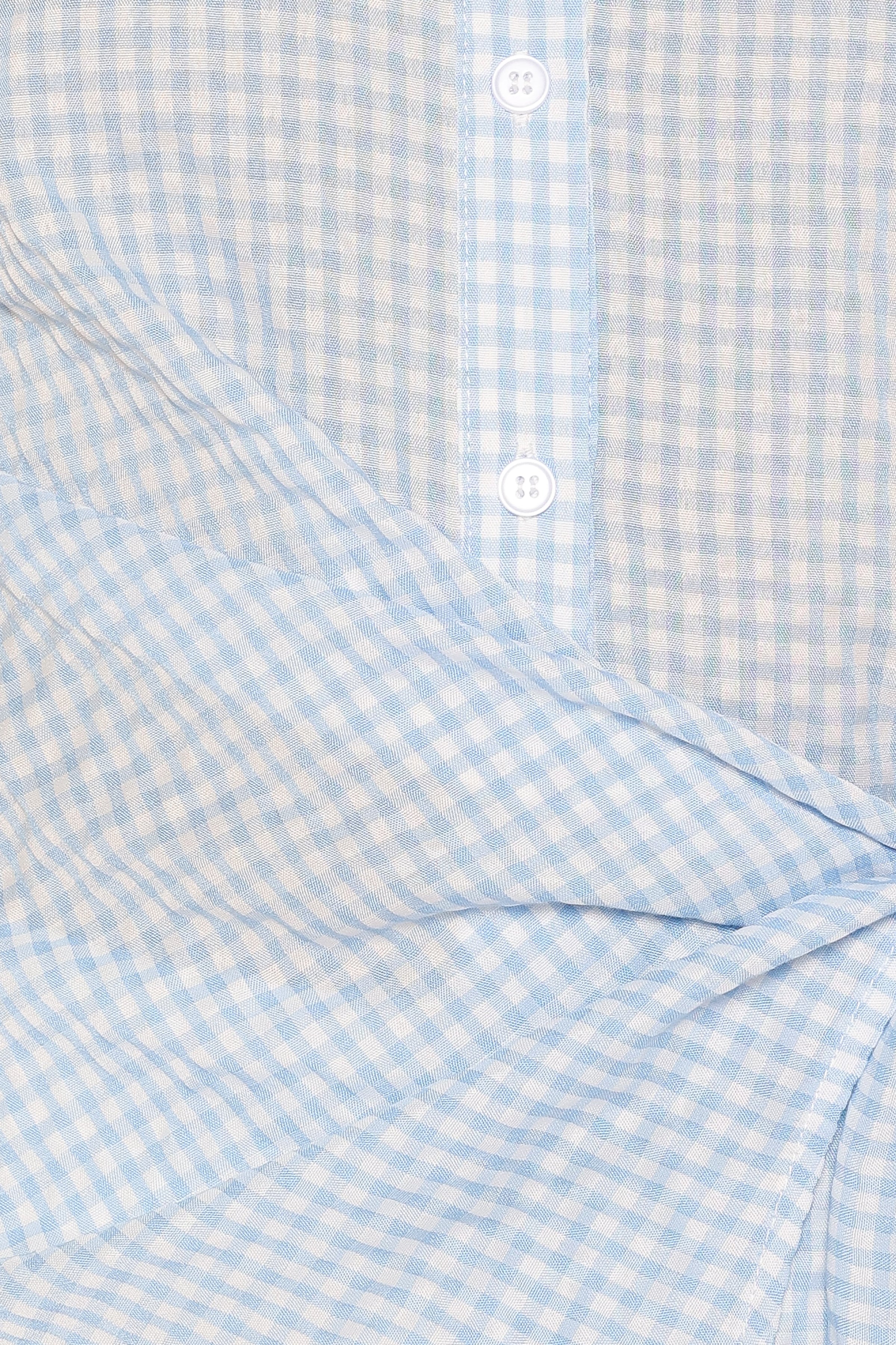 TOPS Shiloh Side Tie Shirt - Blue Gingham