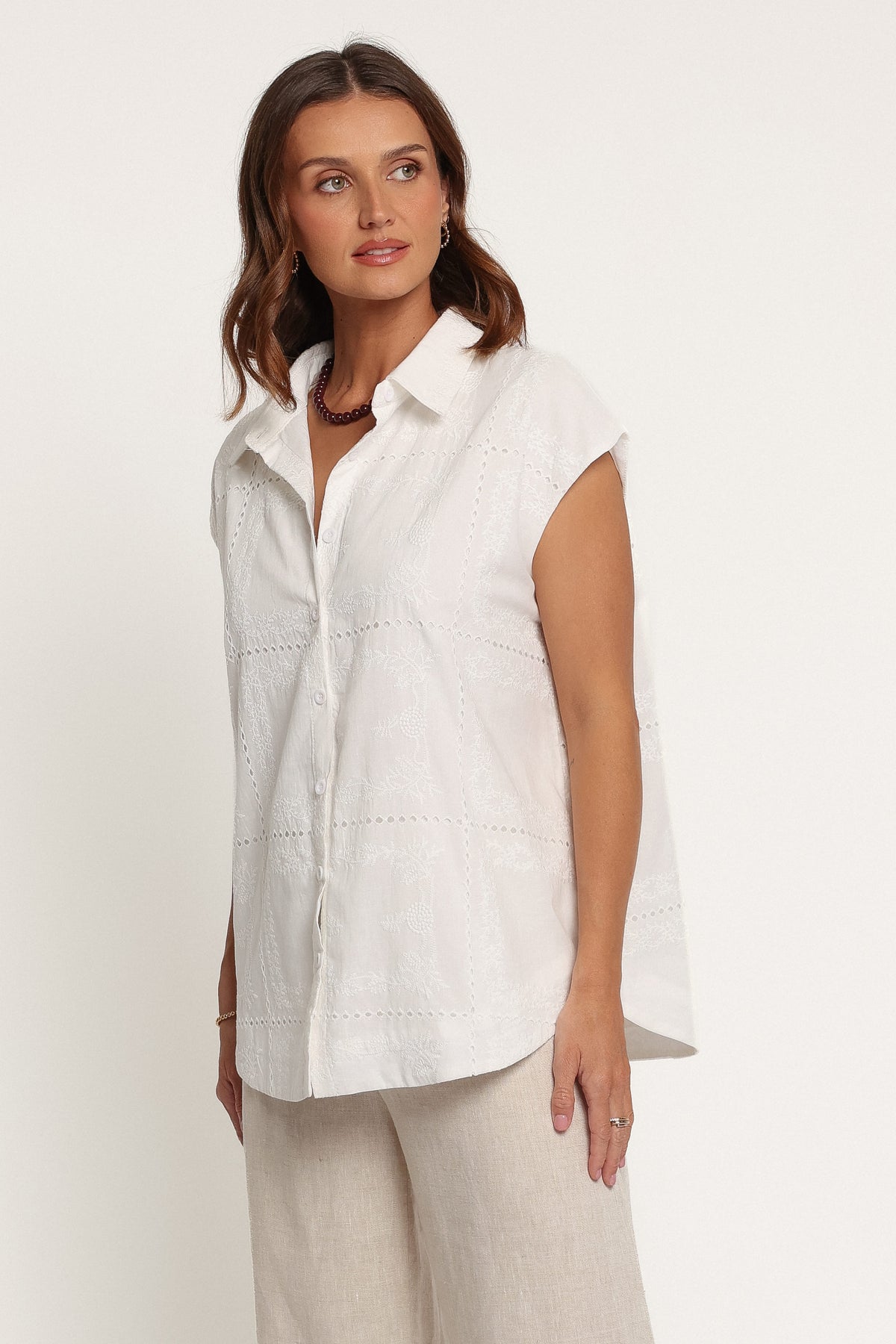 TOPS Stanlee Cap Sleeve Shirt - White