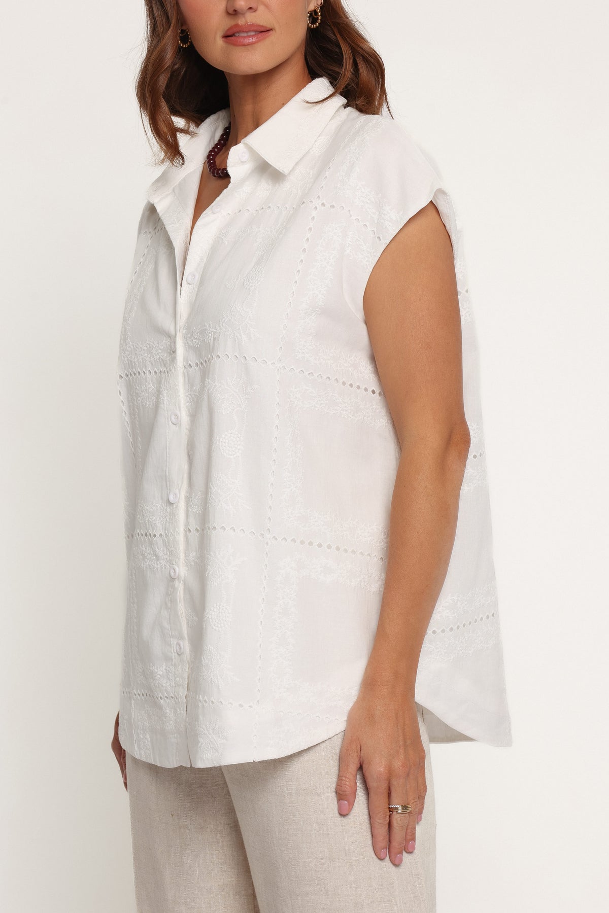 TOPS Stanlee Cap Sleeve Shirt - White