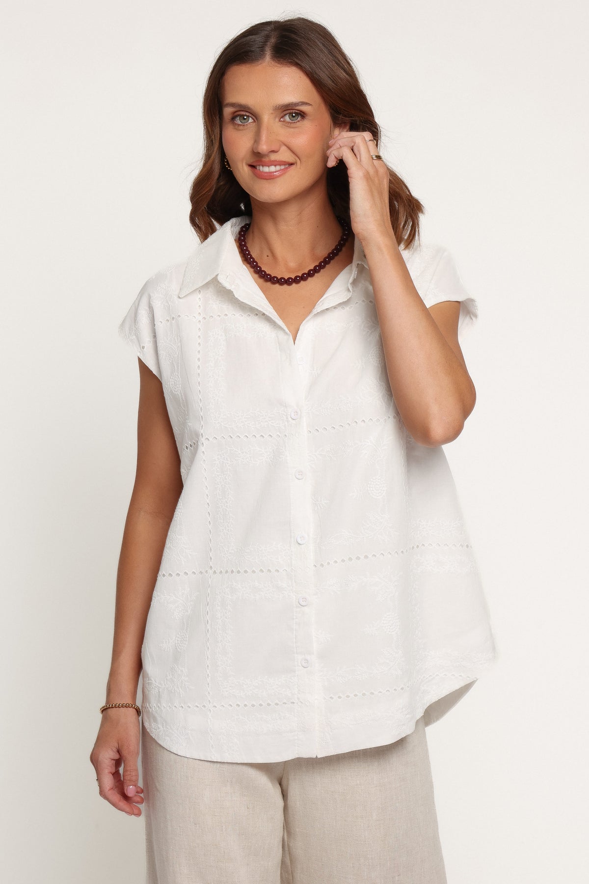 TOPS Stanlee Cap Sleeve Shirt - White