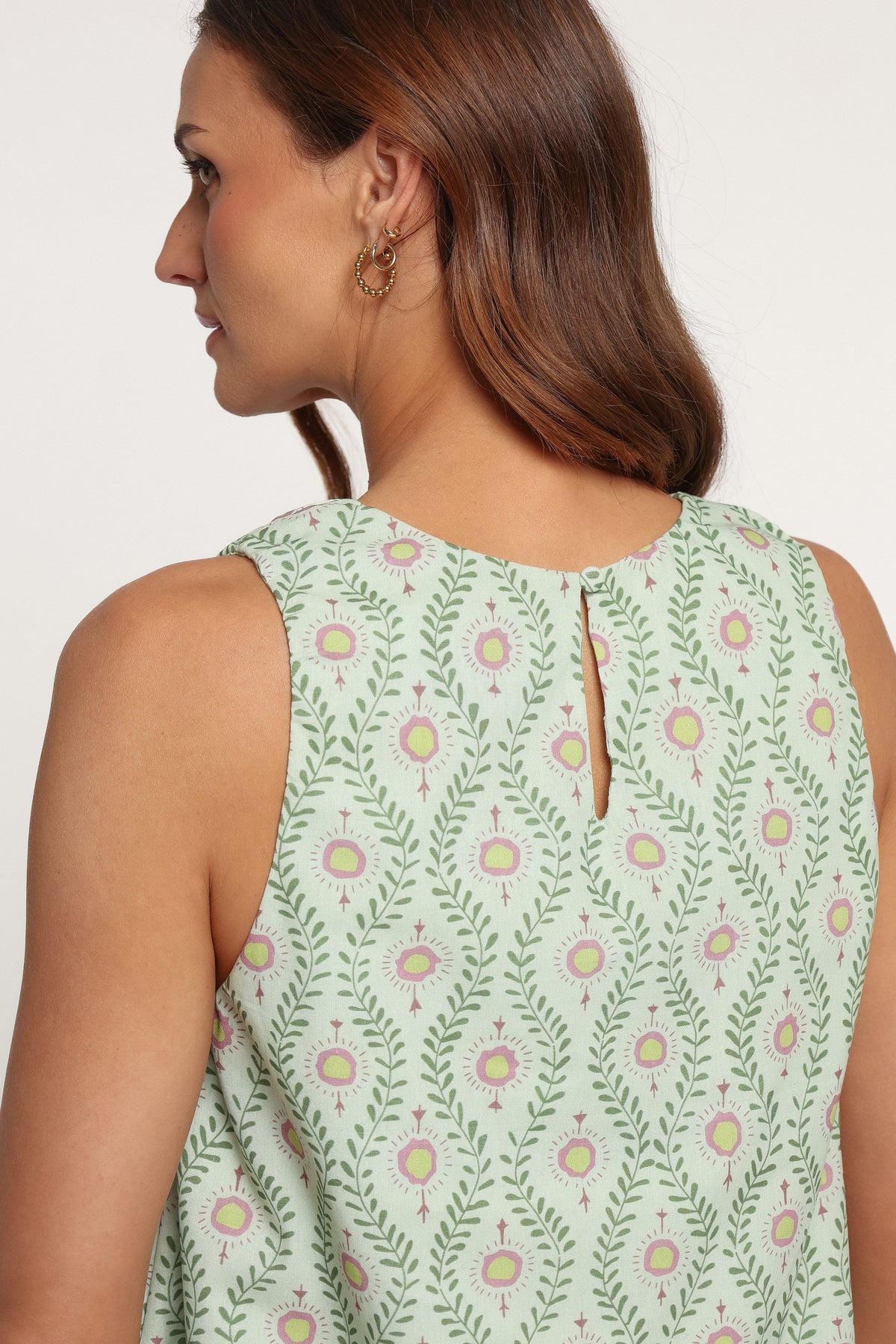 TOPS Stevie Aline Top - Green Pink Geo