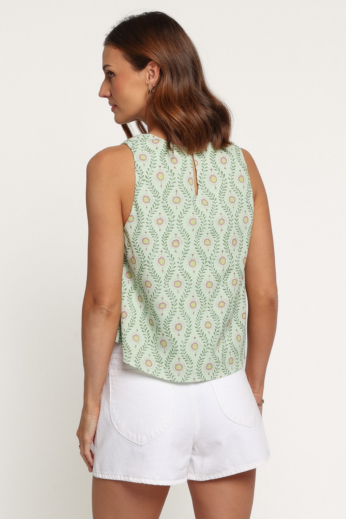 TOPS Stevie Aline Top - Green Pink Geo