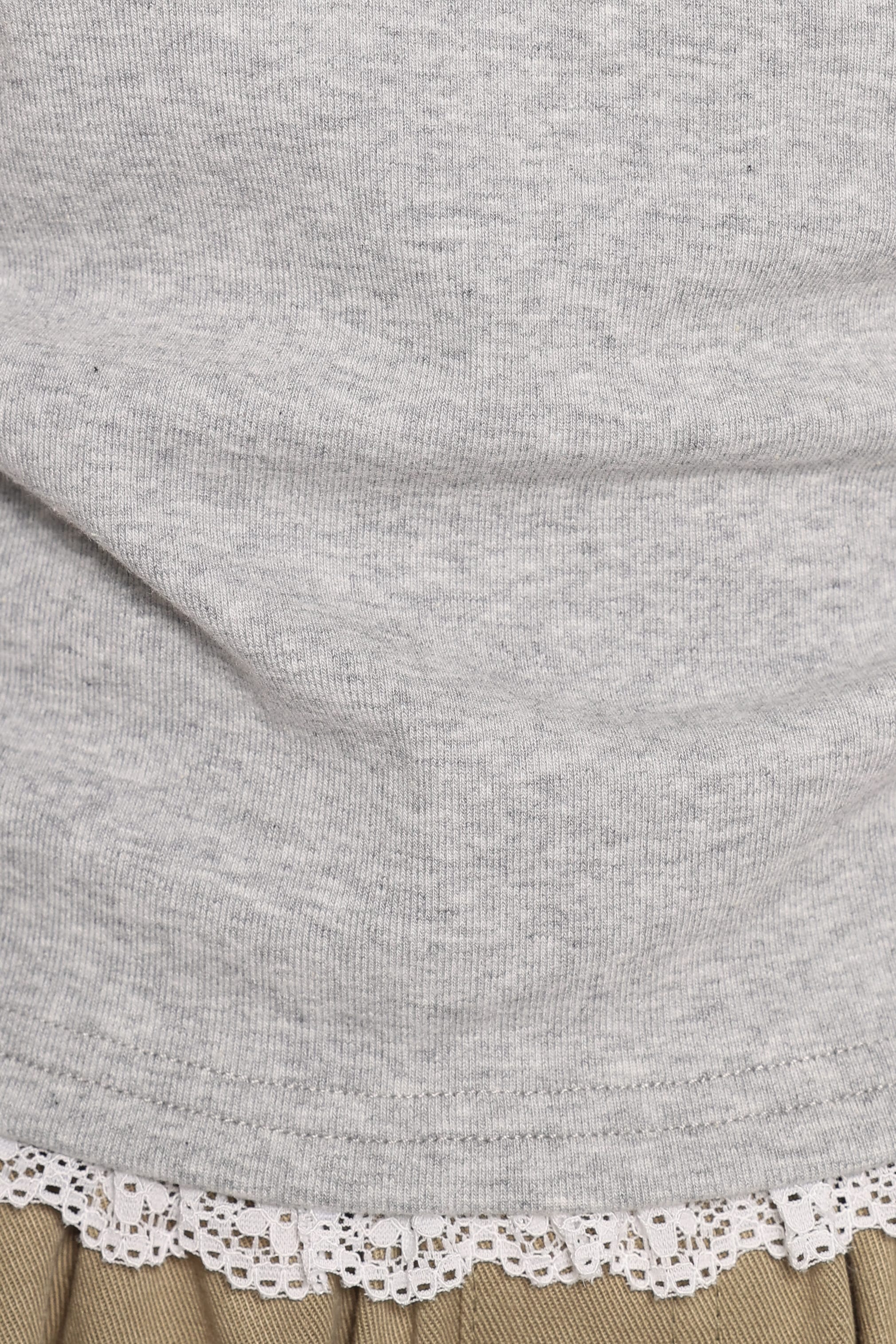 TOPS Tam Ruched Baby Tee - Light Grey Marl