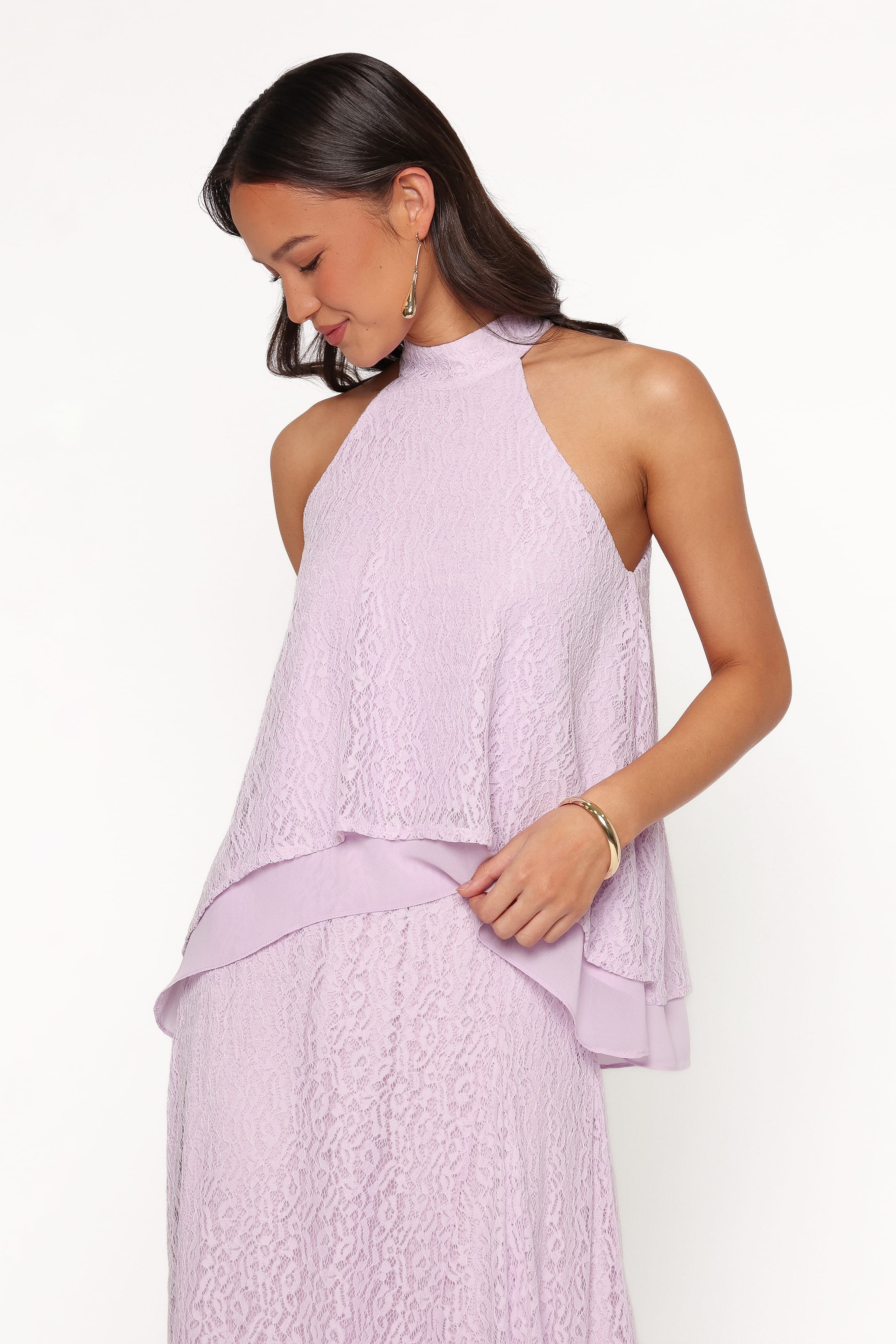 TOPS Tracy Halter Top - Lilac Lace