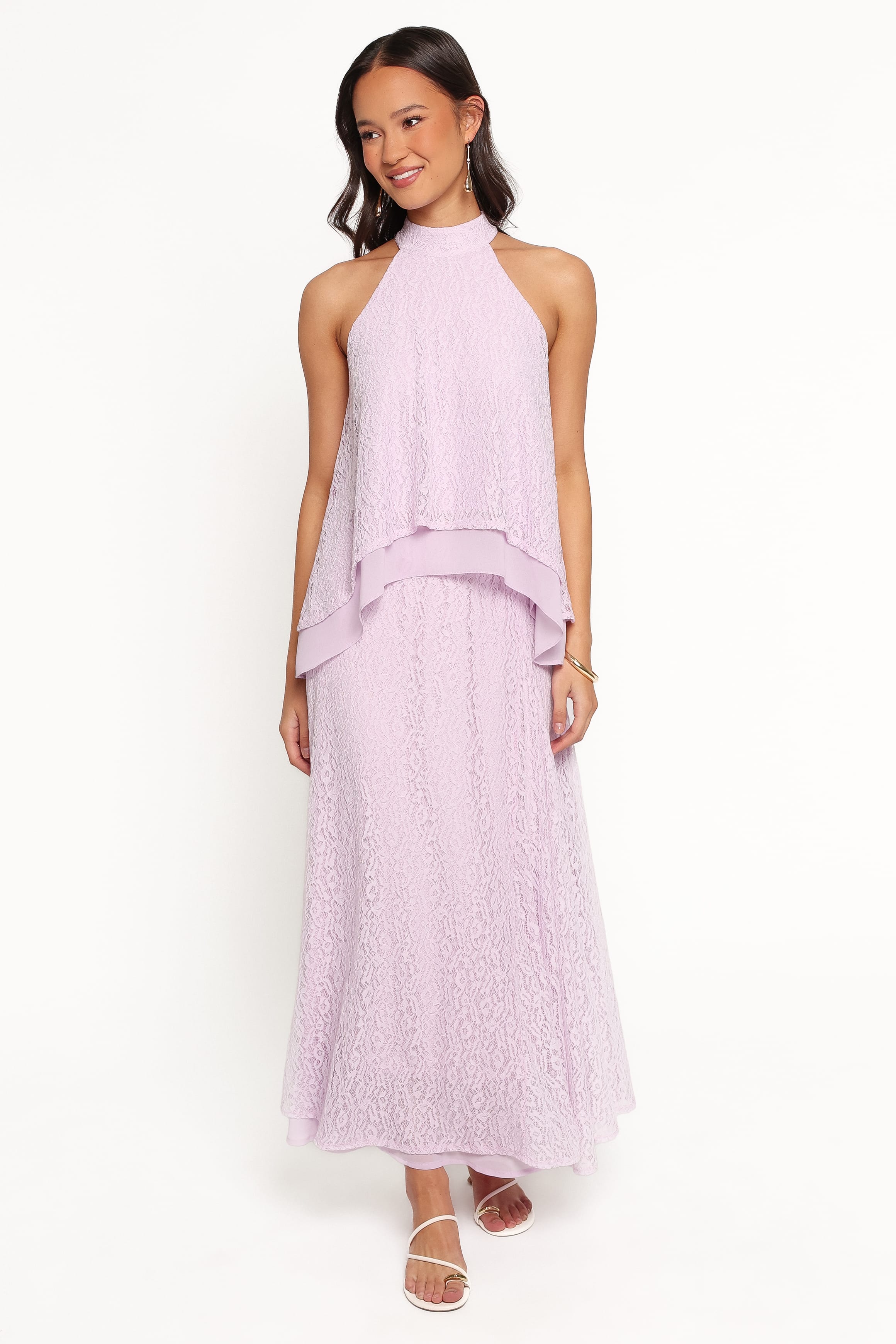 TOPS Tracy Halter Top - Lilac Lace