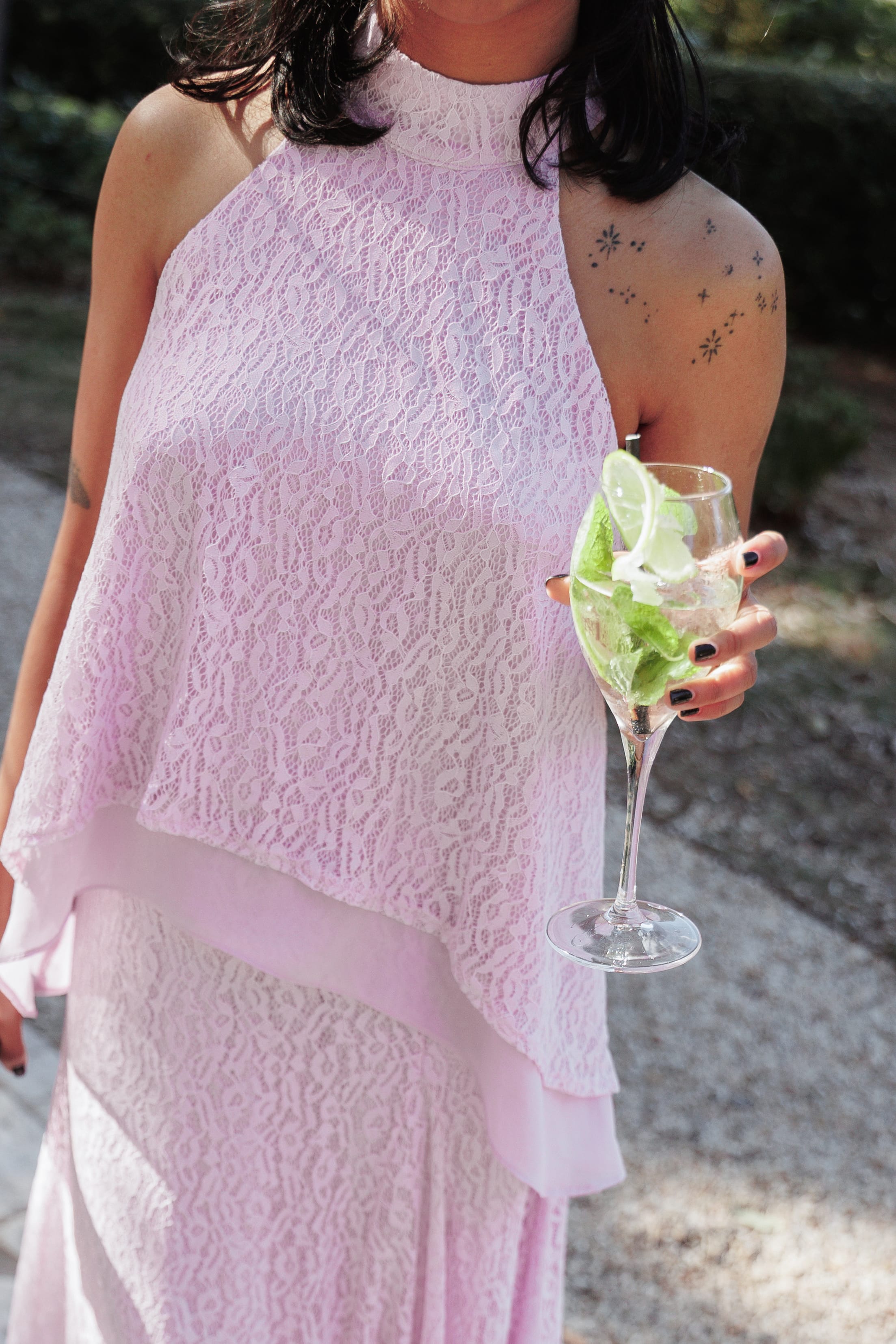 TOPS Tracy Halter Top - Lilac Lace