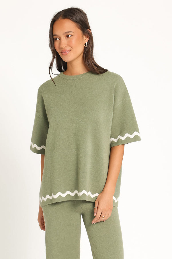 TOPS Vespa Knitted Tee - Moss Green