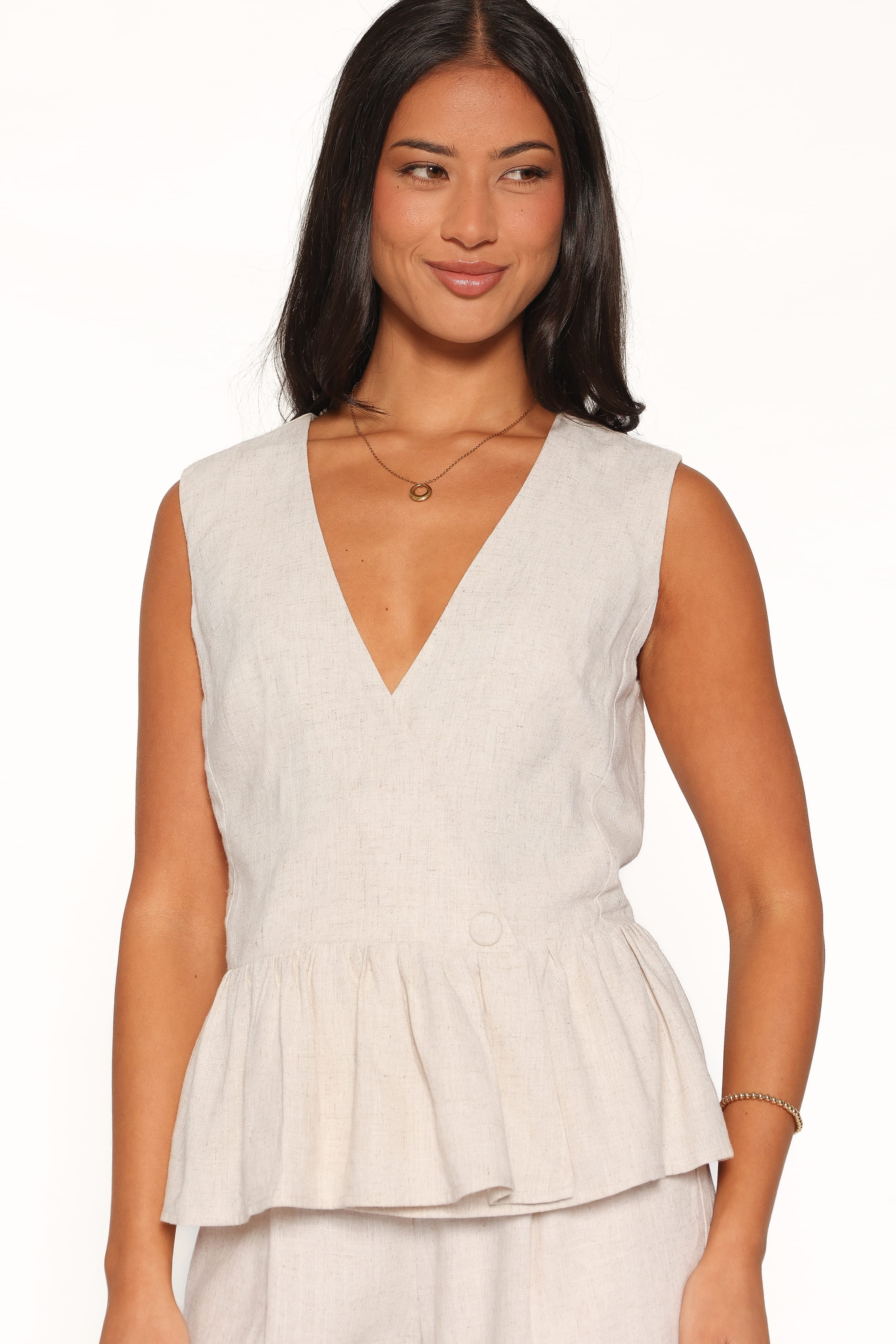 TOPS Vienna Vest Top - Oatmeal
