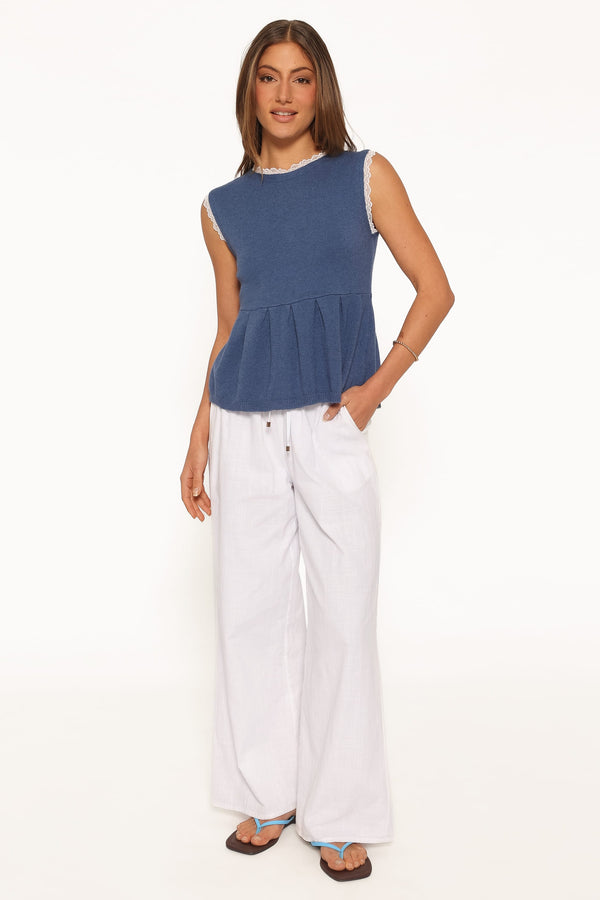 TOPS Zivia Knit Peplum Top - Blue