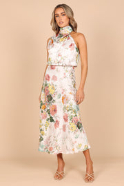 DRESSES @Anabelle Halter Neck Maxi Dress - White Floral (waiting on bulk)