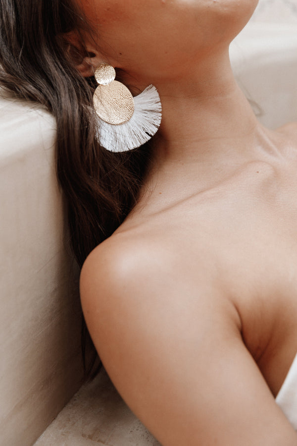 ACCESSORIES Bahati Tassel Earrings - Gold/White