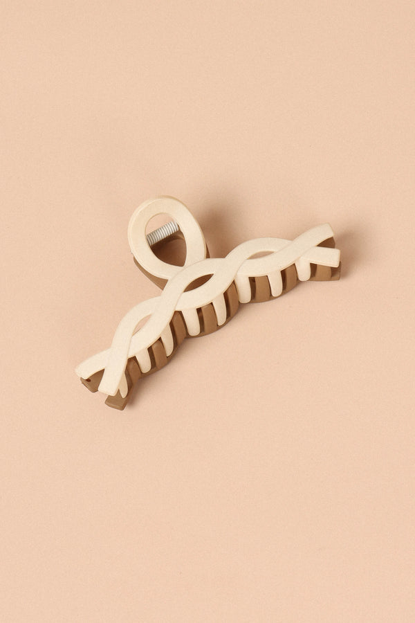 ACCESSORIES @Connie Two Tone Hairclip - White/Tan