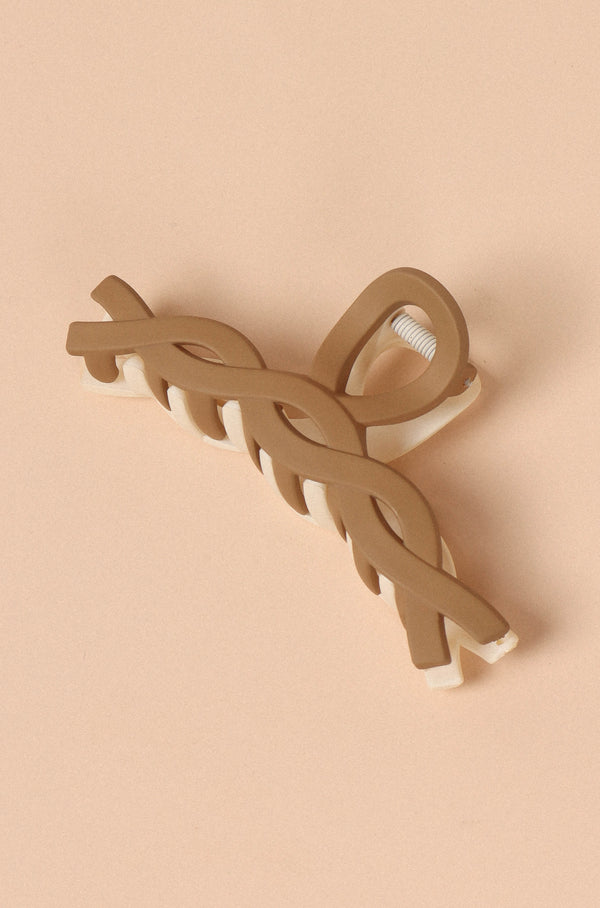 ACCESSORIES @Connie Two Tone Hairclip - White/Tan