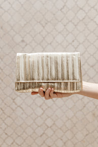 ACCESSORIES @Gemma Ruched Clutch - Gold