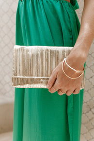 ACCESSORIES @Gemma Ruched Clutch - Gold