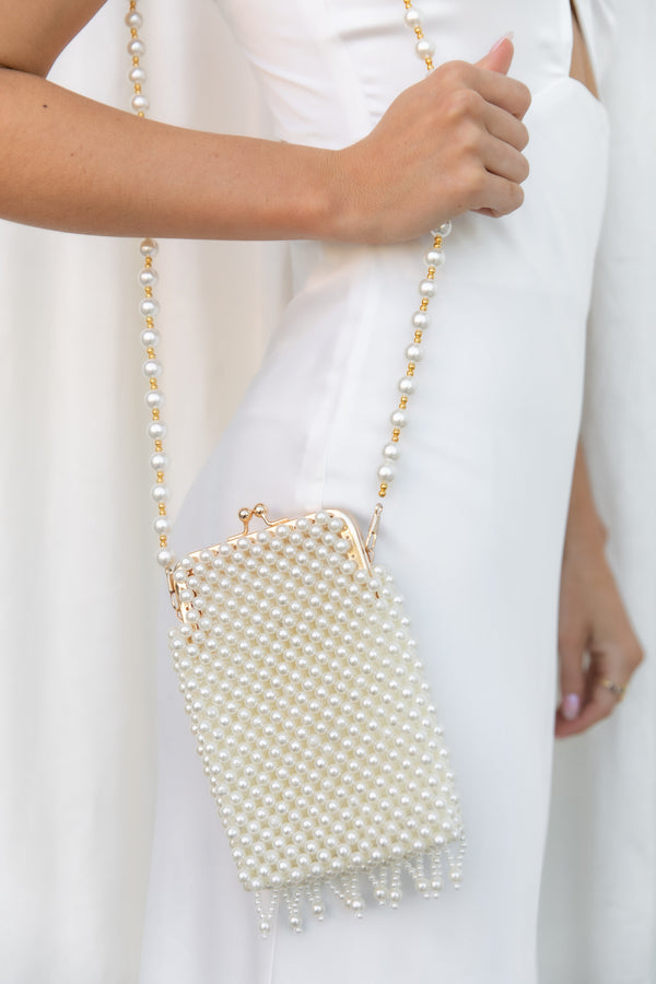 ACCESSORIES @Manon Small Beaded Bag - Pearl