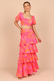 BOTTOMS @Addison Maxi Skirt - Pink Tropics