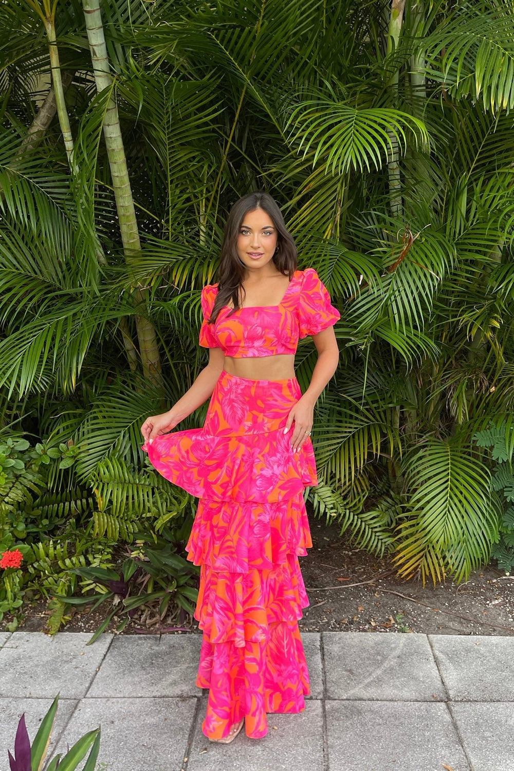 BOTTOMS Addison Maxi Skirt - Pink Tropics