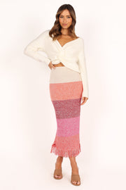 BOTTOMS @Ambrosio Knit Skirt - Pink Stripe (waiting on bulk)