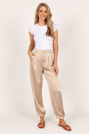 BOTTOMS Andy Satin Jogger Pant - Beige